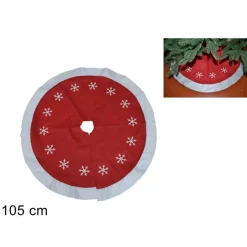 TAPPETO GONNA COPERTURA BASE ALBERO DI NATALE 105CM ROSSO DECORAZIONI NATALIZIE