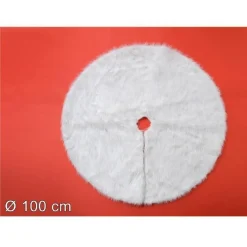 TAPPETO GONNA COPERTURA BASE ALBERO DI NATALE 100CM PELLICCIA BIANCO SOTTOALBERO
