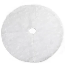 TAPPETO GONNA COPERTURA BASE ALBERO DI NATALE 78CM PELUCHE BIANCO EFFETTO NEVE