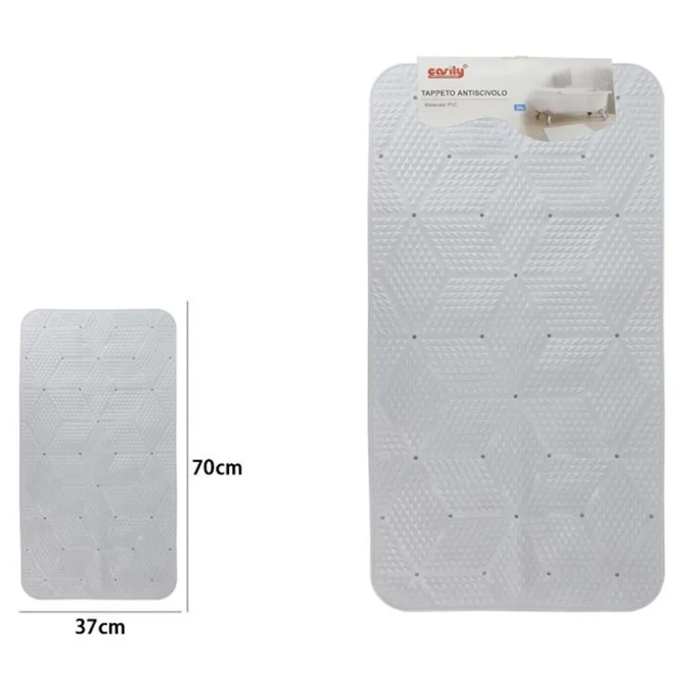 TAPPETO IN PVC ANTISCIVOLO PER VASCA DA BAGNO DOCCIA 70X37CM EFFETTO GEOMETRICO 59619