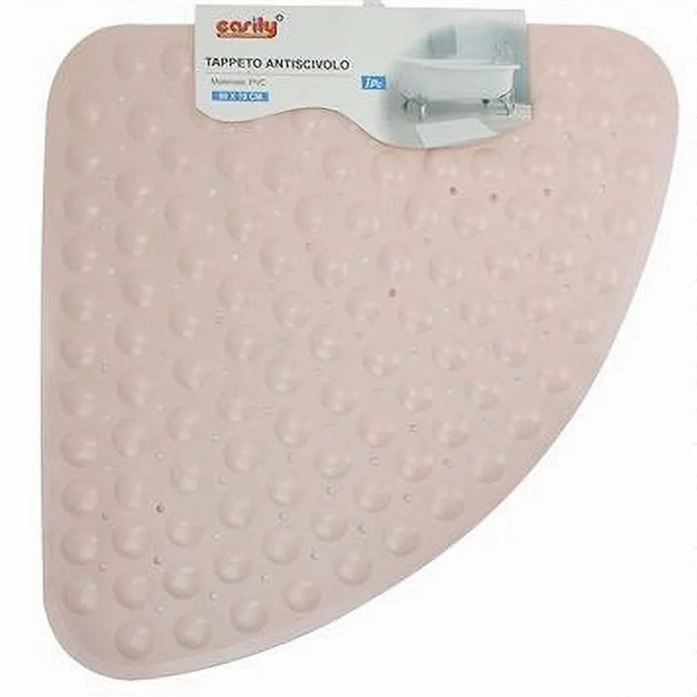 TAPPETO IN PVC ANTISCIVOLO TRIANGOLARE ROSA PER VASCA BAGNO DOCCIA 50X70CM 79733