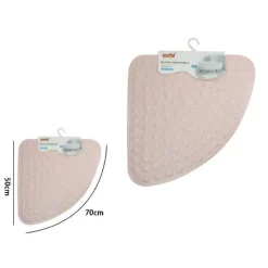 TAPPETO IN PVC ANTISCIVOLO TRIANGOLARE ROSA PER VASCA BAGNO DOCCIA 50X70CM 79733