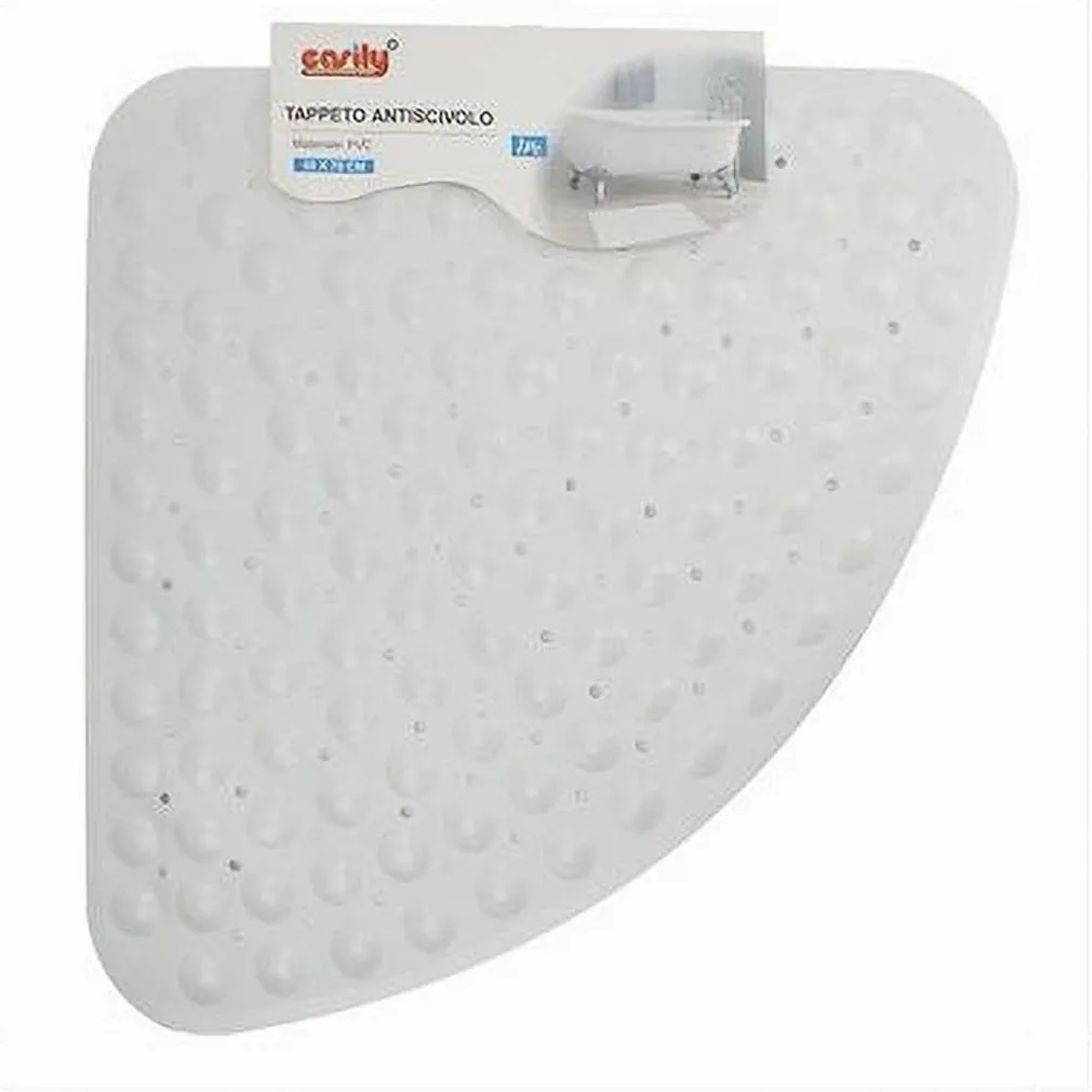 TAPPETO IN PVC ANTISCIVOLO TRIANGOLARE BIANCO VASCA BAGNO DOCCIA 50 X 70CM 79732