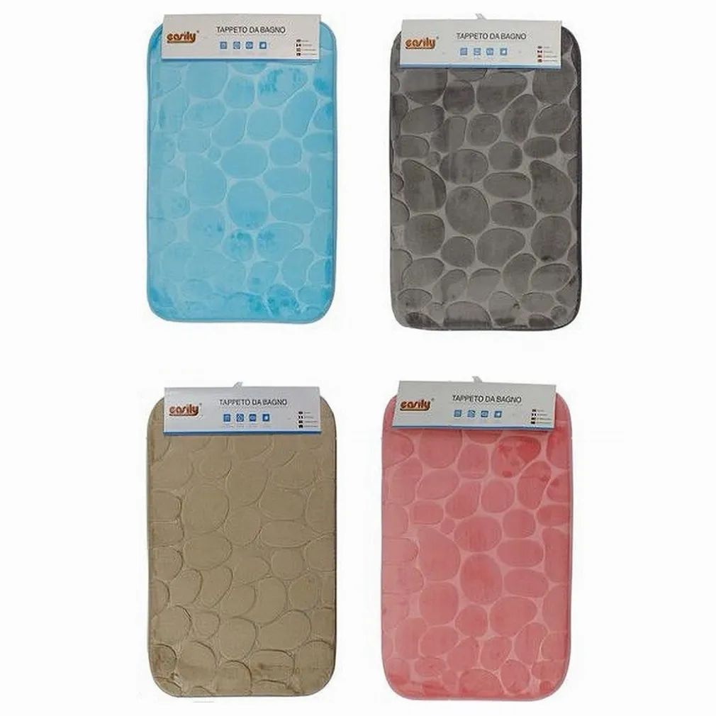 TAPPETO IN TESSUTO TAPPETINO ARREDO BAGNO ANTISCIVOLO 50X80CM EFFETTO SASSI 79449