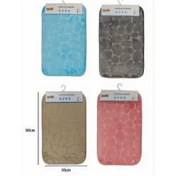 TAPPETO IN TESSUTO TAPPETINO ARREDO BAGNO ANTISCIVOLO 50X80CM EFFETTO SASSI 79449