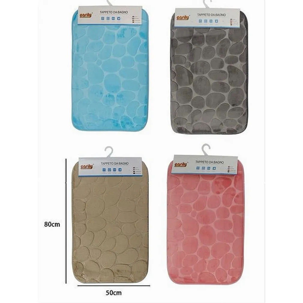 TAPPETO IN TESSUTO TAPPETINO ARREDO BAGNO ANTISCIVOLO 50X80CM EFFETTO SASSI 79449