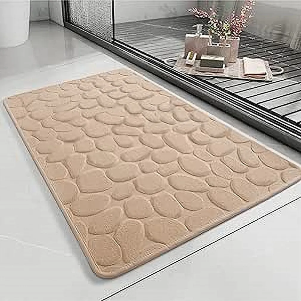 TAPPETO IN TESSUTO TAPPETINO ARREDO BAGNO ANTISCIVOLO 50X80CM EFFETTO SASSI 79449