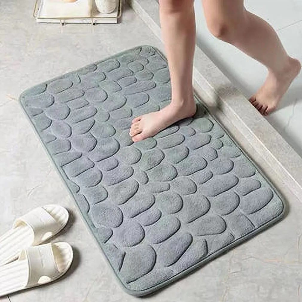 TAPPETO IN TESSUTO TAPPETINO ARREDO BAGNO ANTISCIVOLO 50X80CM EFFETTO SASSI 79449