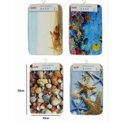 TAPPETO IN TESSUTO TAPPETINO ARREDO BAGNO ANTISCIVOLO STILE MARINO 50X80CM 79443