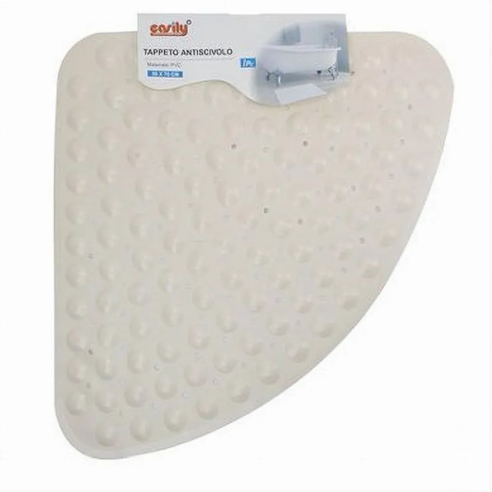 TAPPETO PVC ANTISCIVOLO TRIANGOLARE BEIGE PER VASCA BAGNO DOCCIA 50X70 CM 79735