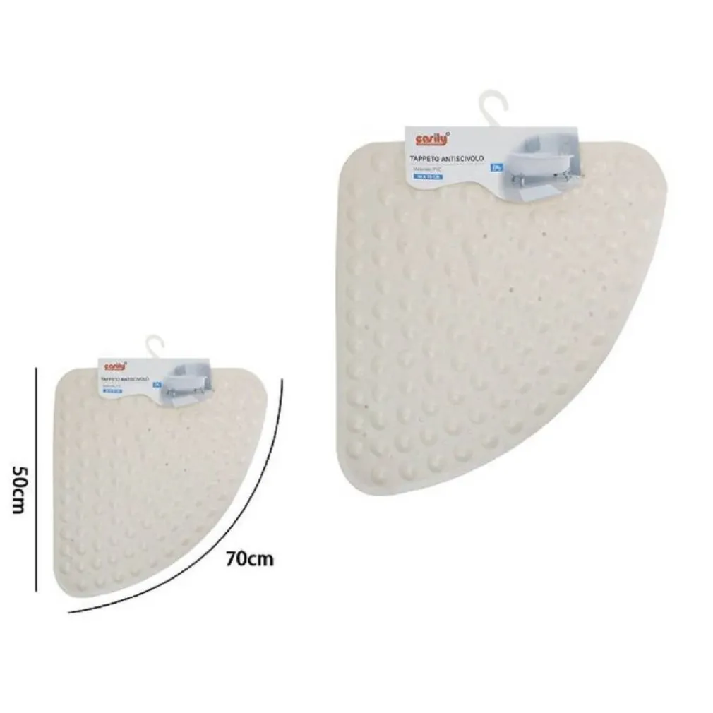 TAPPETO PVC ANTISCIVOLO TRIANGOLARE BEIGE PER VASCA BAGNO DOCCIA 50X70 CM 79735