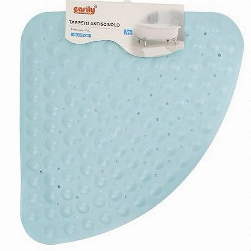 TAPPETO PVC ANTISCIVOLO TRIANGOLARE AZZURRO PER VASCA BAGNO DOCCIA 50X70CM 79736