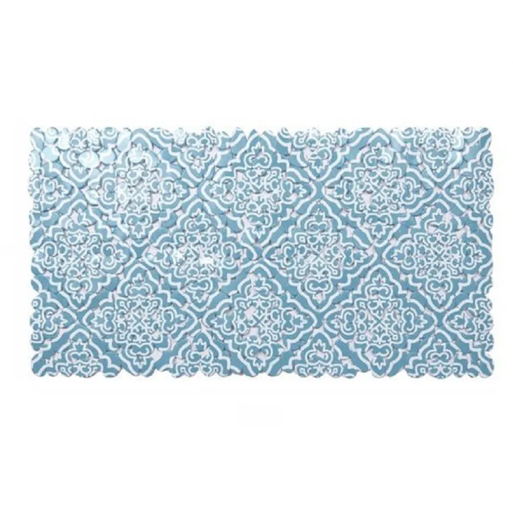 TAPPETO PVC AZZURRO CON MAIOLICHE ANTISCIVOLO VASCA BAGNO DOCCIA 67X36CM 87031