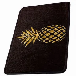 TAPPETO TAPPETINO ANTISCIVOLO TESSUTO BAGNO ARREDO 40X60CM NERO CON ANANAS 69750