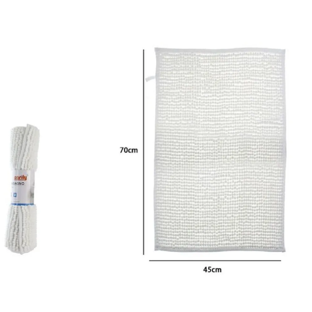 TAPPETO TAPPETINO ANTISCIVOLO PER ARREDO BAGNO 45 X 70 CM COLORE BIANCO 79915