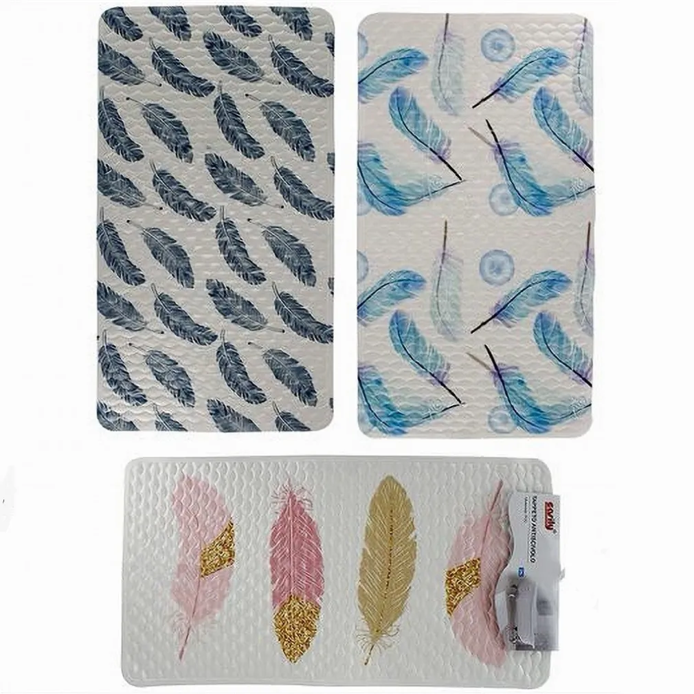 TAPPETO TAPPETINO ANTISCIVOLO PER BAGNO ARREDO FANTASIA CON PIUME 38X70CM 59500