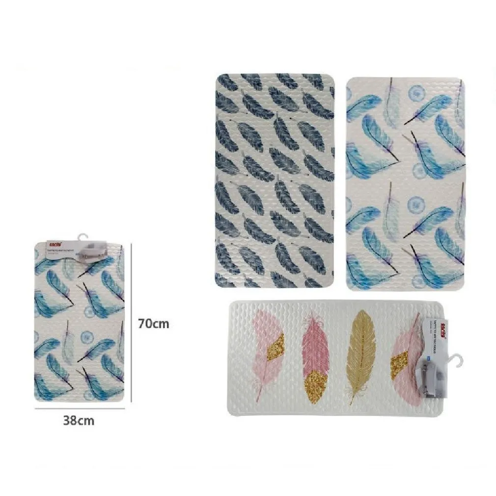 TAPPETO TAPPETINO ANTISCIVOLO PER BAGNO ARREDO FANTASIA CON PIUME 38X70CM 59500