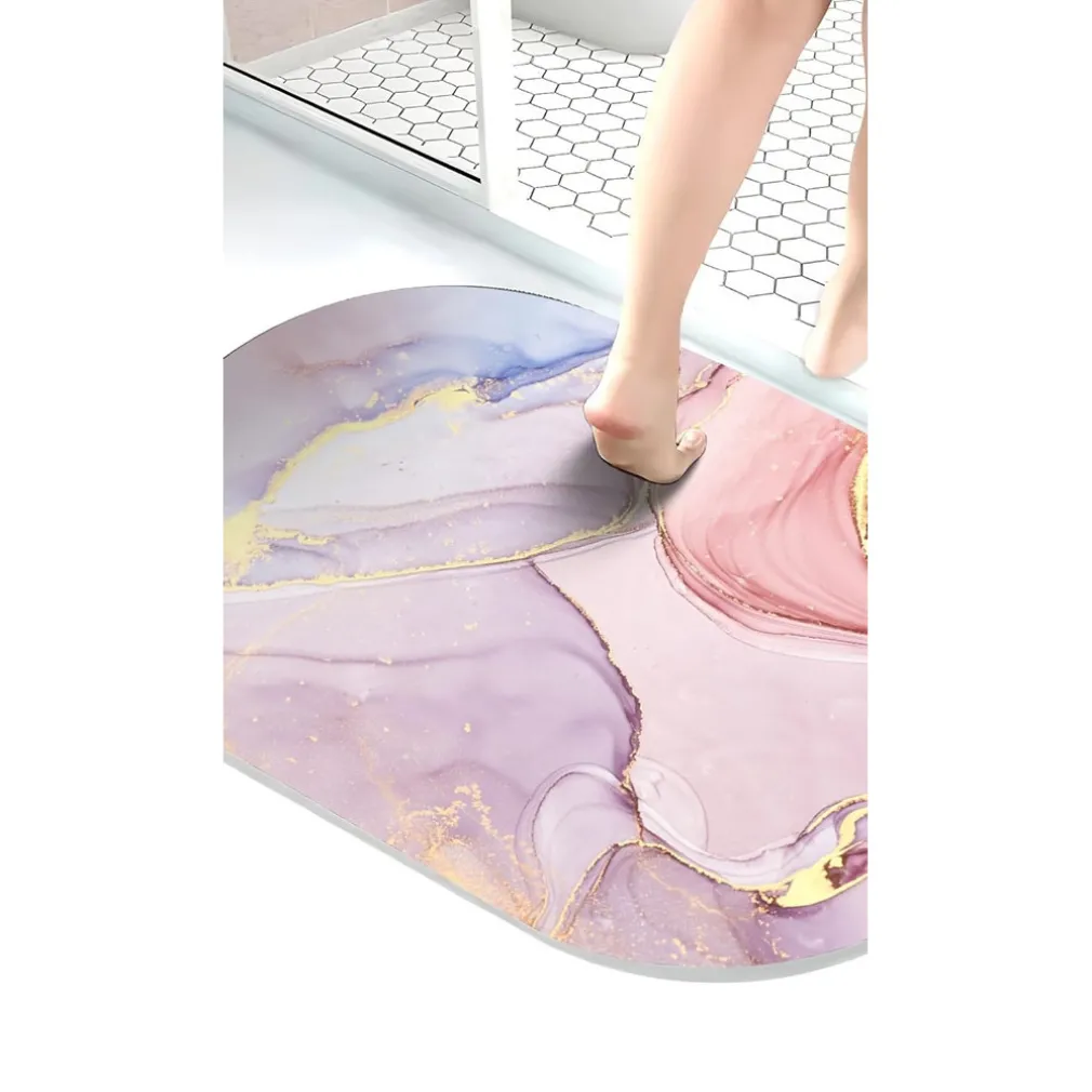 TAPPETO TAPPETINO ANTISCIVOLO DA BAGNO DOCCIA OVALE MORBIDO ASSORBENTE 38X58CM 87225