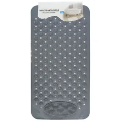 TAPPETO TAPPETINO ANTISCIVOLO GRIGIO PER VASCA DA BAGNO DOCCIA 67 X 36 CM 87558