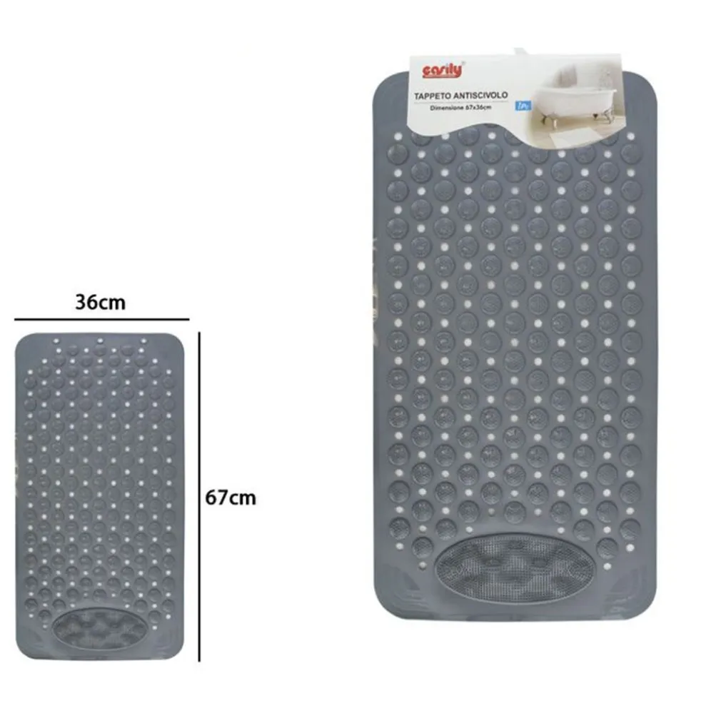 TAPPETO TAPPETINO ANTISCIVOLO GRIGIO PER VASCA DA BAGNO DOCCIA 67 X 36 CM 87558