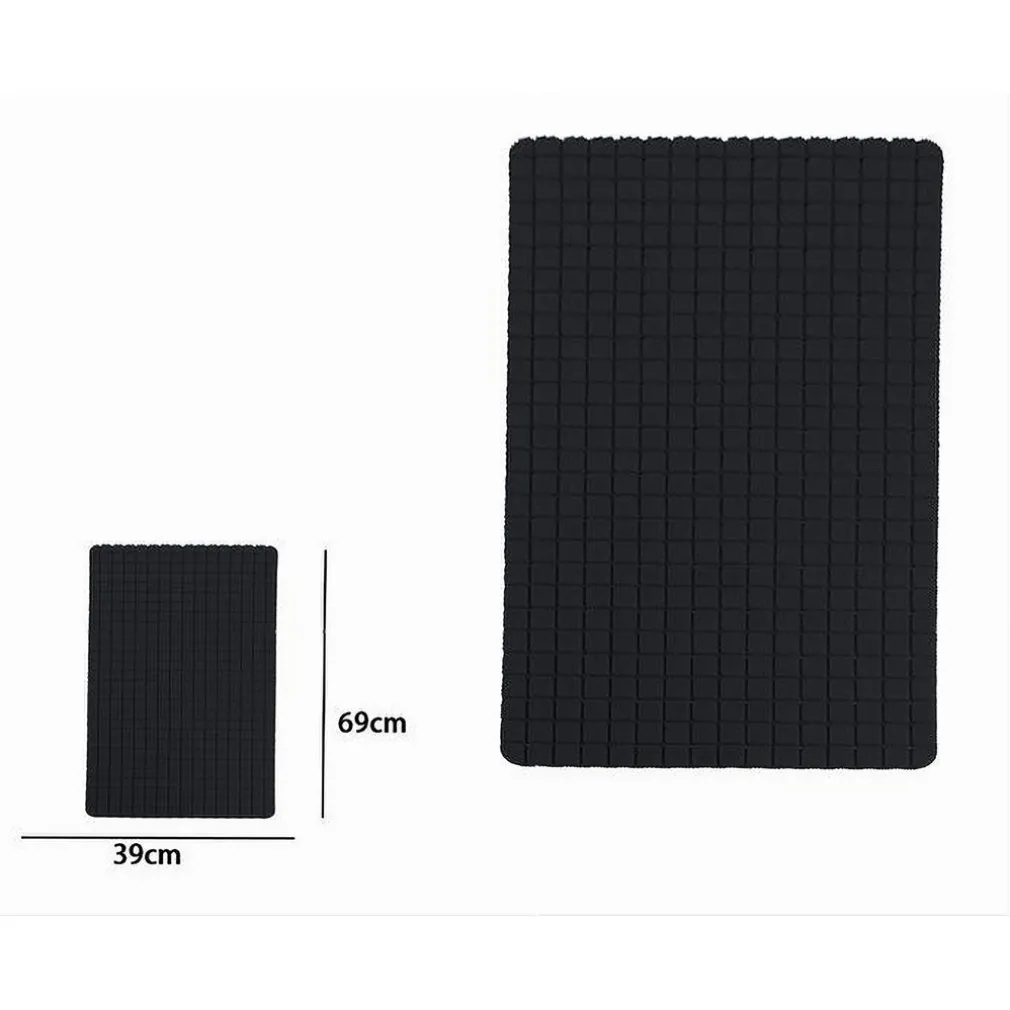 TAPPETO TAPPETINO ANTISCIVOLO PER BAGNO ARREDO 69X39CM NERO CON QUADRATINI 69775