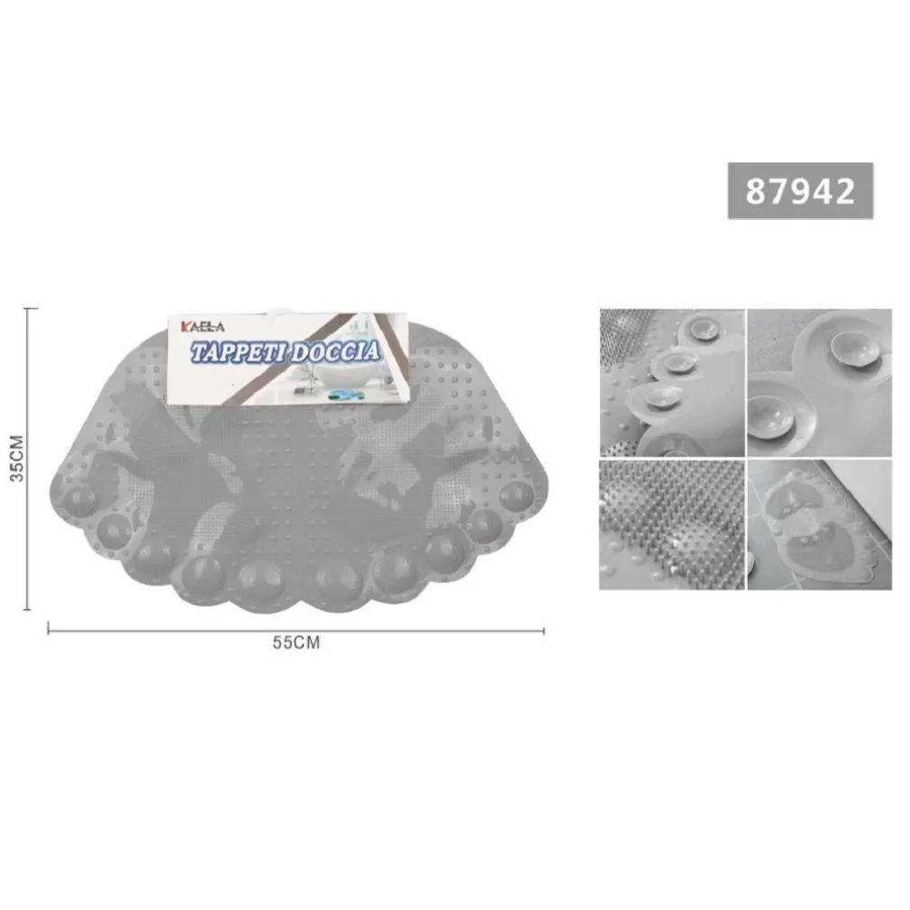 TAPPETO TAPPETINO ANTISCIVOLO IMPRONTE VASCA BAGNO DOCCIA 55 X 35CM GRIGIO 87942