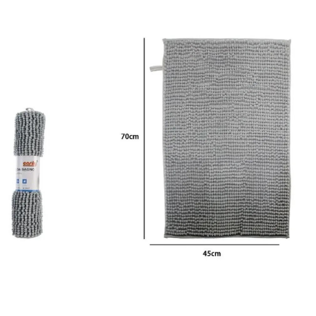 TAPPETO TAPPETINO ANTISCIVOLO PER ARREDO BAGNO 45 X 70 CM COLORE GRIGIO 79920