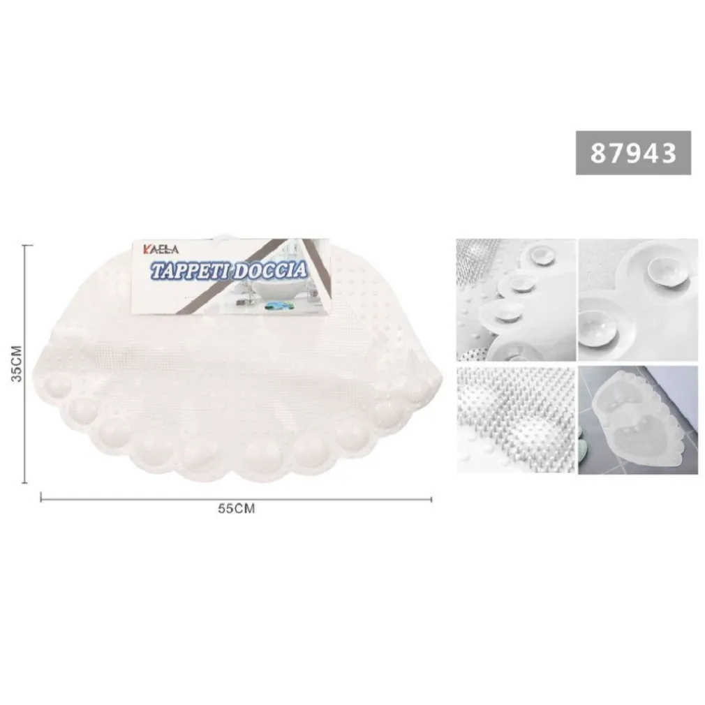 TAPPETO TAPPETINO ANTISCIVOLO IMPRONTE VASCA BAGNO DOCCIA 55X35CM BIANCO 87943