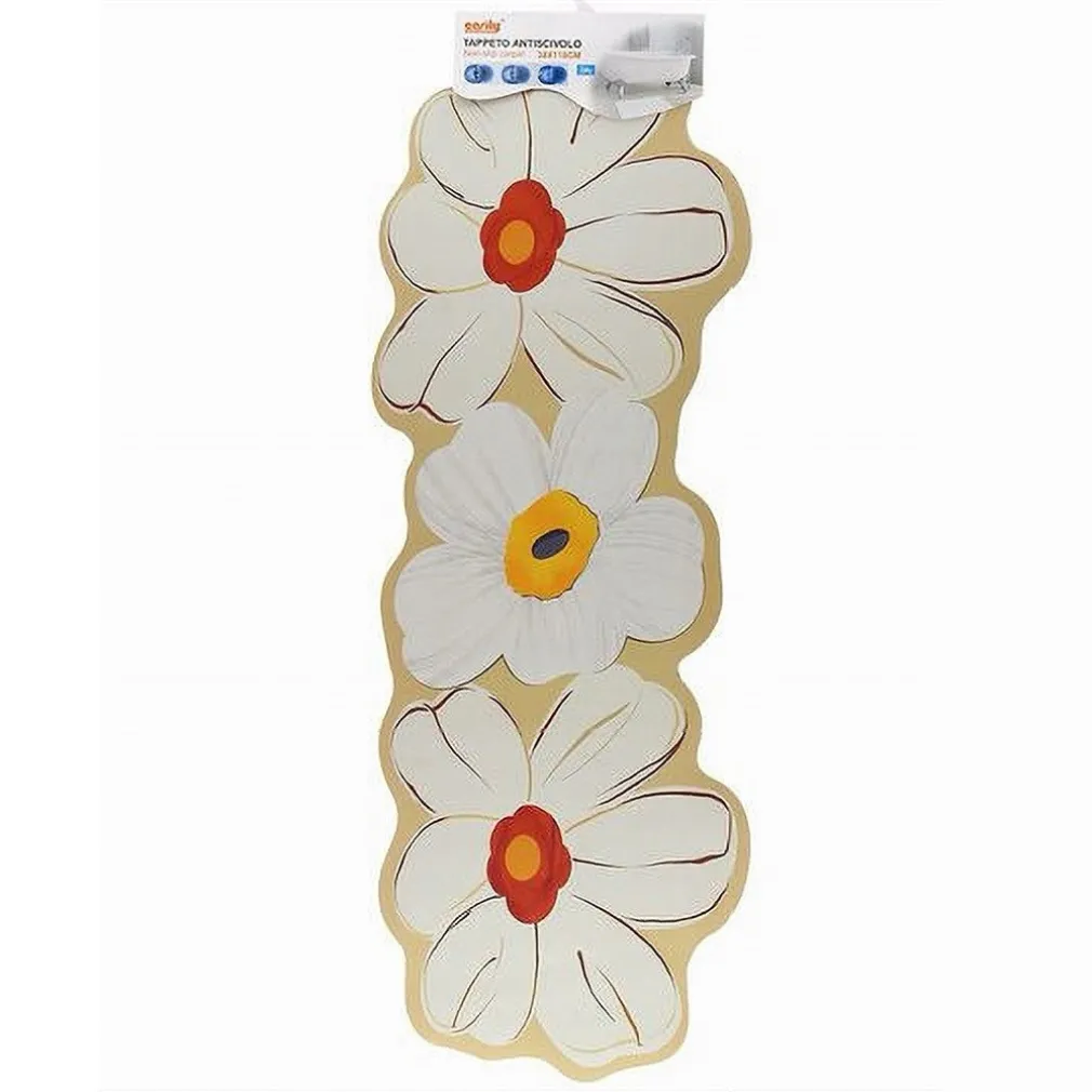 TAPPETO TAPPETINO ARREDO DA BAGNO 38X118CM CON MOTIVO FLOREALE ANTISCIVOLO 87224