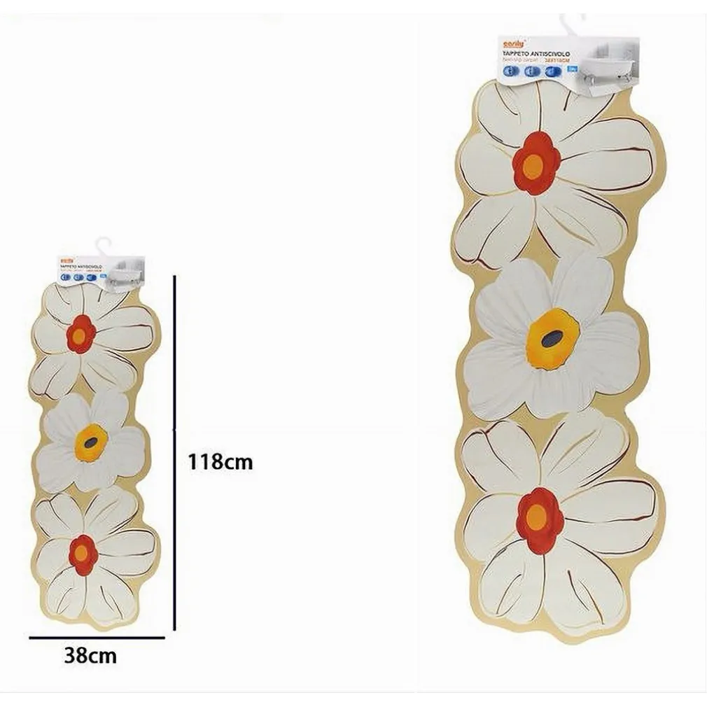 TAPPETO TAPPETINO ARREDO DA BAGNO 38X118CM CON MOTIVO FLOREALE ANTISCIVOLO 87224