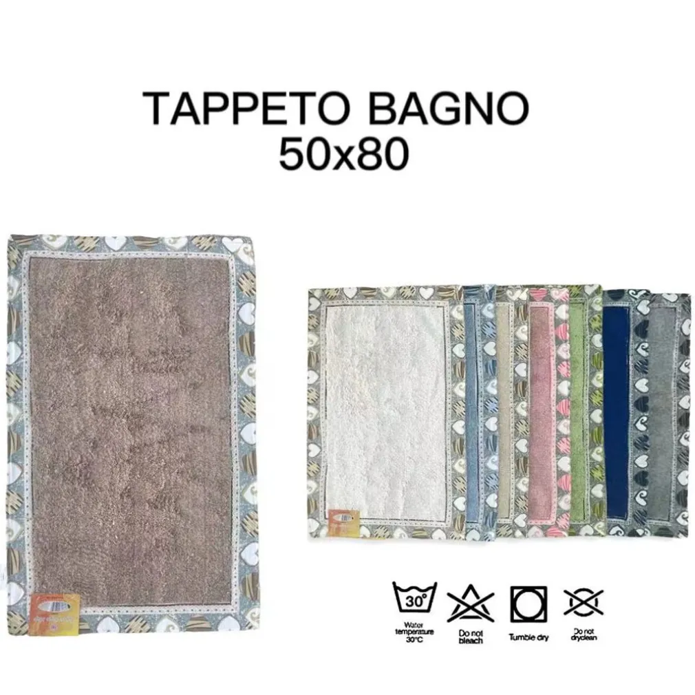 TAPPETO TAPPETINO BAGNO ASSORBENTE DECORAZIONE ART HEART IN VARI COLORI 50X80 CM