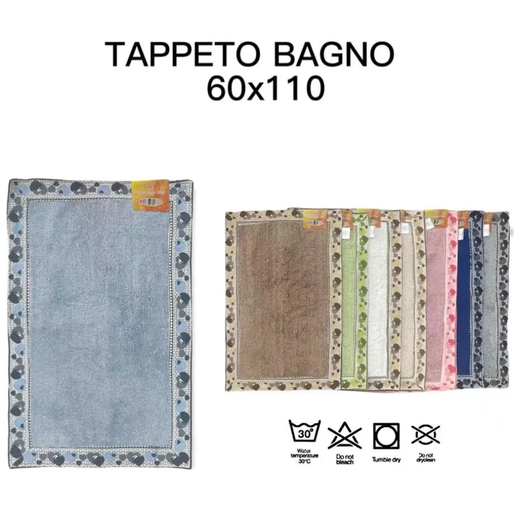 TAPPETO TAPPETINO BAGNO ASSORBENTE DECORAZIONE CUORI IN VARI COLORI 60X110 CM
