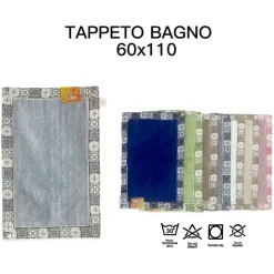 TAPPETO TAPPETINO BAGNO ASSORBENTE DECORAZIONE MAIOLICHE IN VARI COLORI 60X110CM