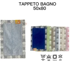 TAPPETO TAPPETINO BAGNO ASSORBENTE DECORAZIONE MAIOLICHE IN VARI COLORI 50X80 CM