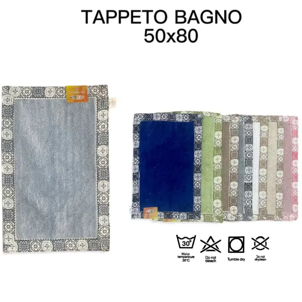TAPPETO TAPPETINO BAGNO ASSORBENTE DECORAZIONE MAIOLICHE IN VARI COLORI 50X80 CM