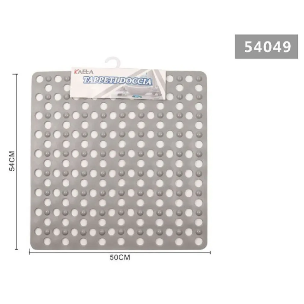 TAPPETO TAPPETINO DOCCIA ANTISCIVOLO QUADRATO 50X54CM VASCA BAGNO 54049 GRIGIO
