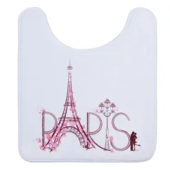TAPPETO TAPPETINO GIROWATER ARREDO DA BAGNO BIANCO DECORATA SCRITTA PARIS 87047