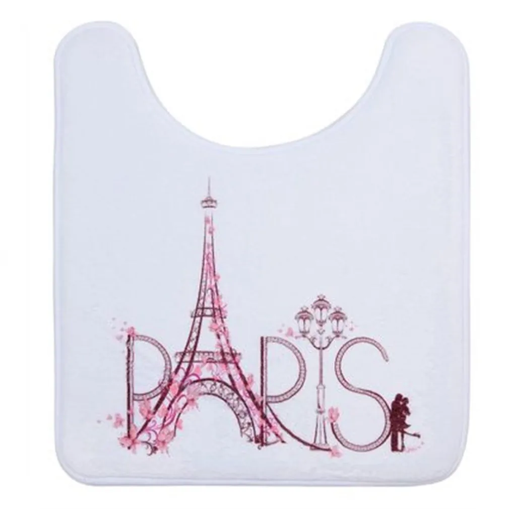 TAPPETO TAPPETINO GIROWATER ARREDO DA BAGNO BIANCO DECORATA SCRITTA PARIS 87047