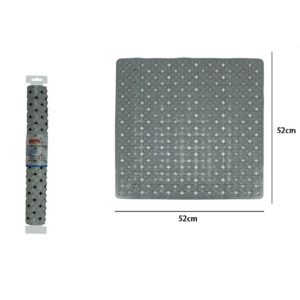 TAPPETO TAPPETINO GRIGIO ANTISCIVOLO PER VASCA DA BAGNO DOCCIA 52 X 52 CM 79761