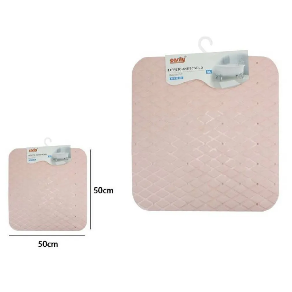 TAPPETO TAPPETINO IN PVC ANTISCIVOLO PER VASCA BAGNO DOCCIA 50 X 50CM 79727 ROSA