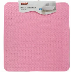TAPPETO TAPPETINO IN PVC ROSA ANTISCIVOLO VASCA DA BAGNO DOCCIA 51 X 52 CM 59637