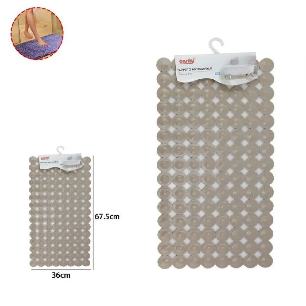 TAPPETO TAPPETINO IN PVC ANTISCIVOLO PER VASCA DA BAGNO DOCCIA 67.5 X 36CM 59611