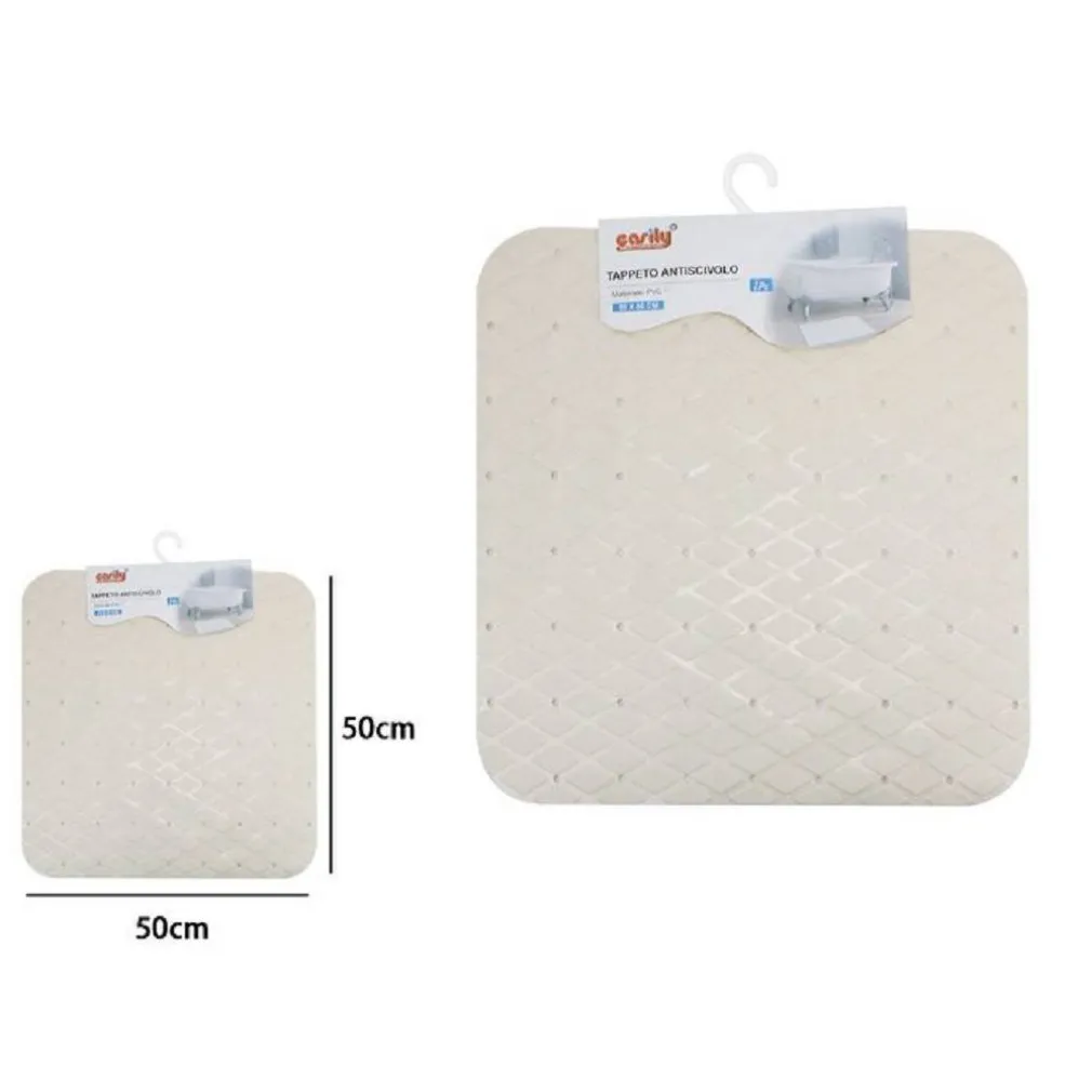 TAPPETO TAPPETINO IN PVC ANTISCIVOLO PER VASCA BAGNO DOCCIA 50X50 CM 79729 BEIGE