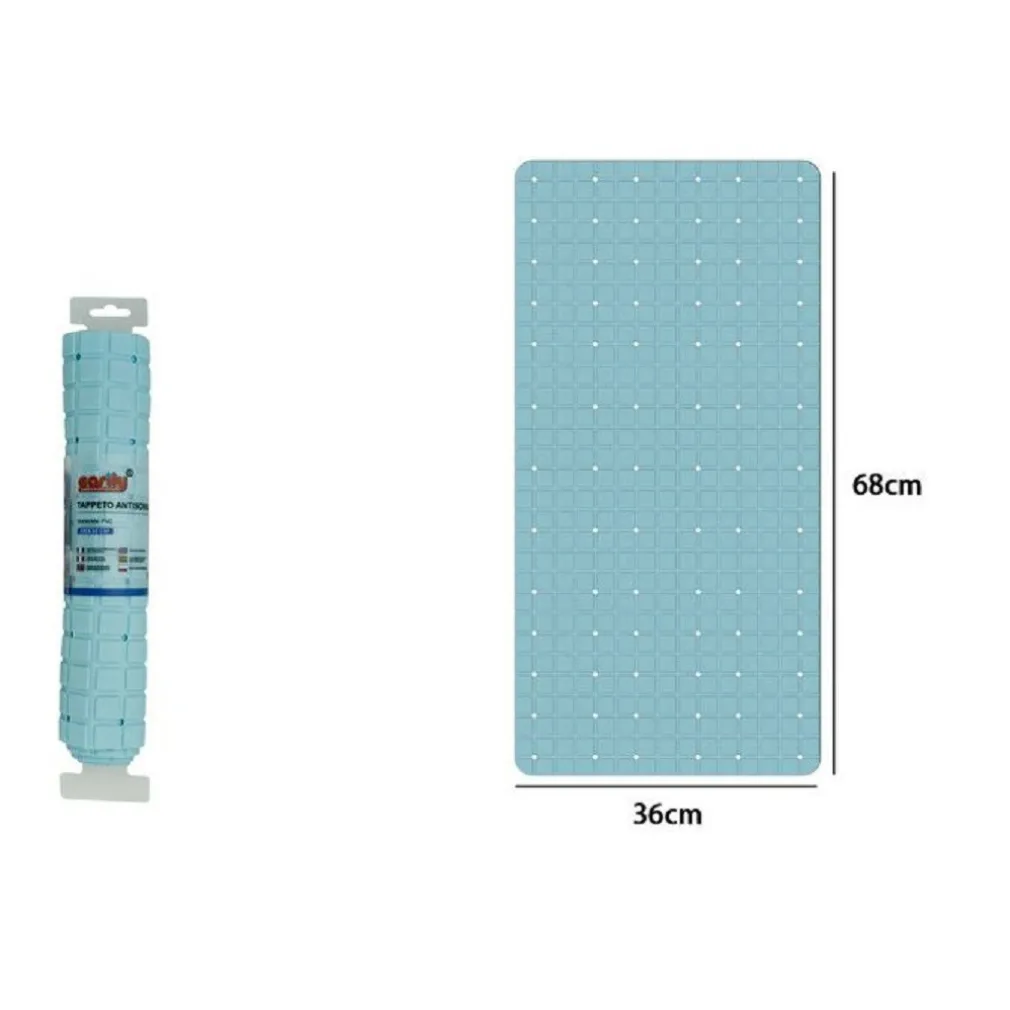 TAPPETO TAPPETINO IN PVC ANTISCIVOLO VASCA DA BAGNO DOCCIA 68X36CM 79754 AZZURRO