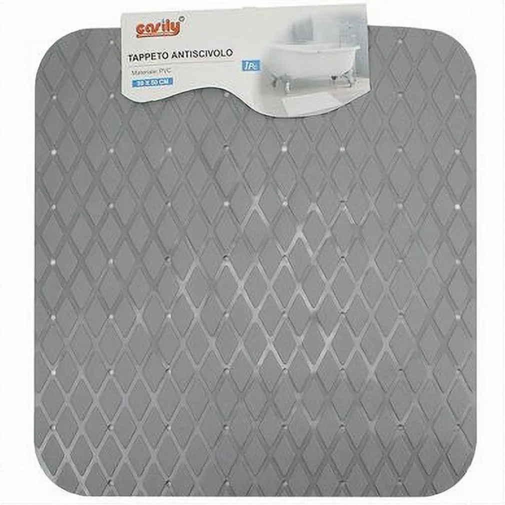 TAPPETO TAPPETINO IN PVC ANTISCIVOLO PER VASCA BAGNO DOCCIA 50X50CM 79731 GRIGIO