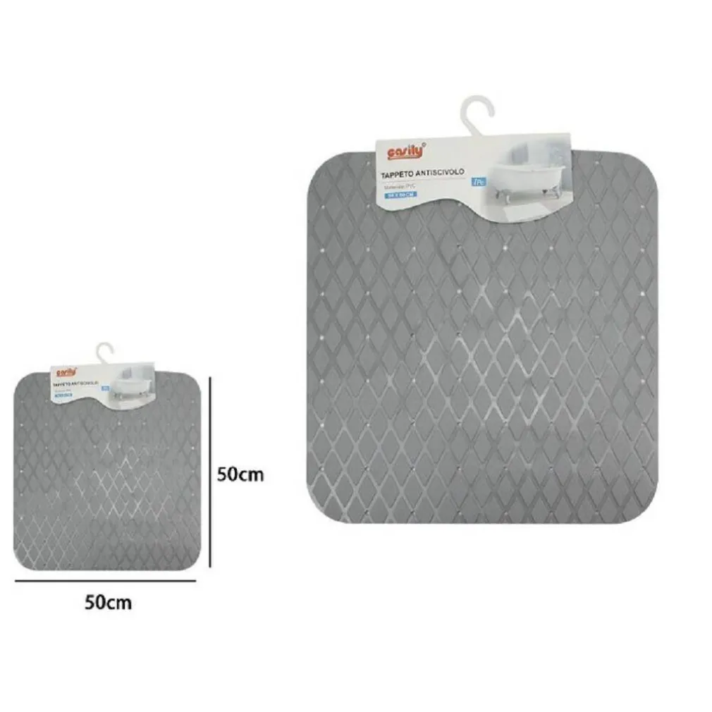 TAPPETO TAPPETINO IN PVC ANTISCIVOLO PER VASCA BAGNO DOCCIA 50X50CM 79731 GRIGIO