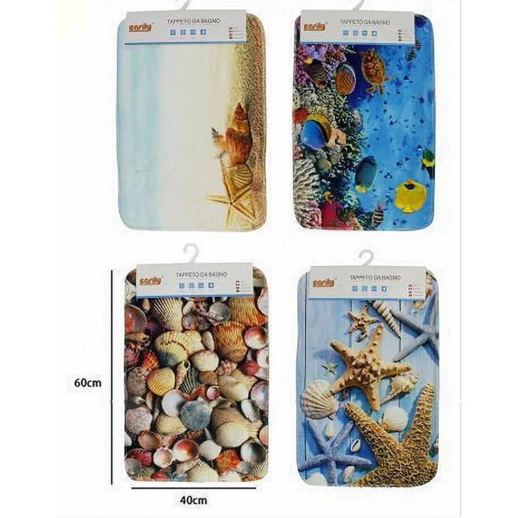 TAPPETO TAPPETINO IN TESSUTO ARREDO BAGNO ANTISCIVOLO STILE MARINO 40X60CM 79442