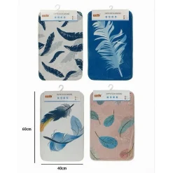 TAPPETO TAPPETINO IN TESSUTO ARREDO DA BAGNO ANTISCIVOLO CON PIUME 40X60CM 79439