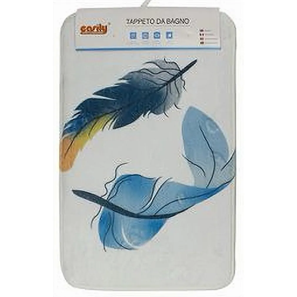 TAPPETO TAPPETINO IN TESSUTO ARREDO DA BAGNO ANTISCIVOLO CON PIUME 40X60CM 79439