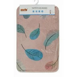 TAPPETO TAPPETINO IN TESSUTO ARREDO DA BAGNO ANTISCIVOLO CON PIUME 40X60CM 79439